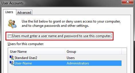 auto login in windows 7