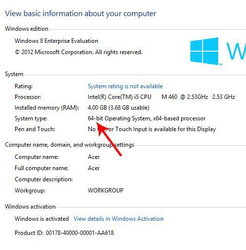 tell if you have windows 8 64-bit or 32-bit