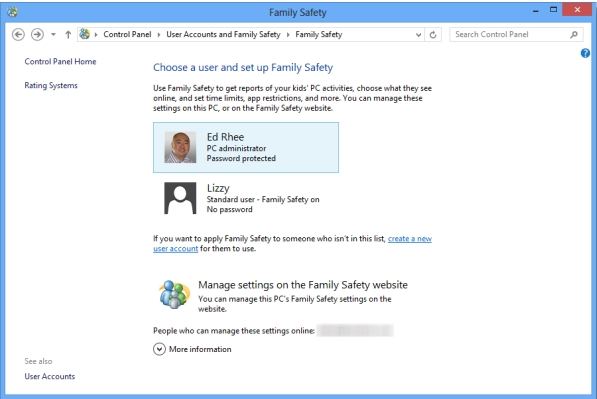 how to configure Windows 8 parental control