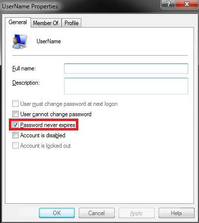 how to disable password expiration in windows 7