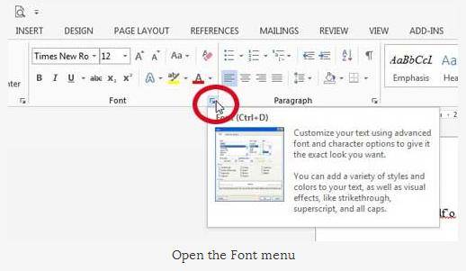 change font's default style in word