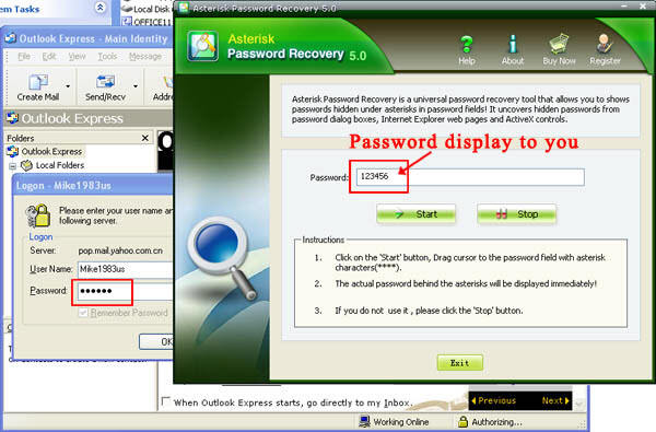 show asterisk password