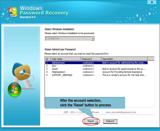 recover password