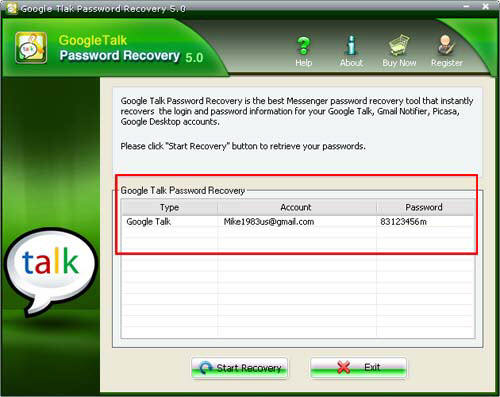 Show Google Talk Password