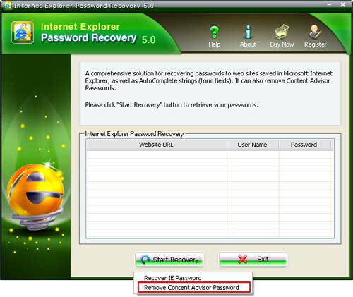 Remove Content Advisor password