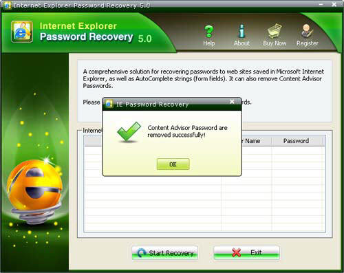 Remove Content Advisor passwords successfully