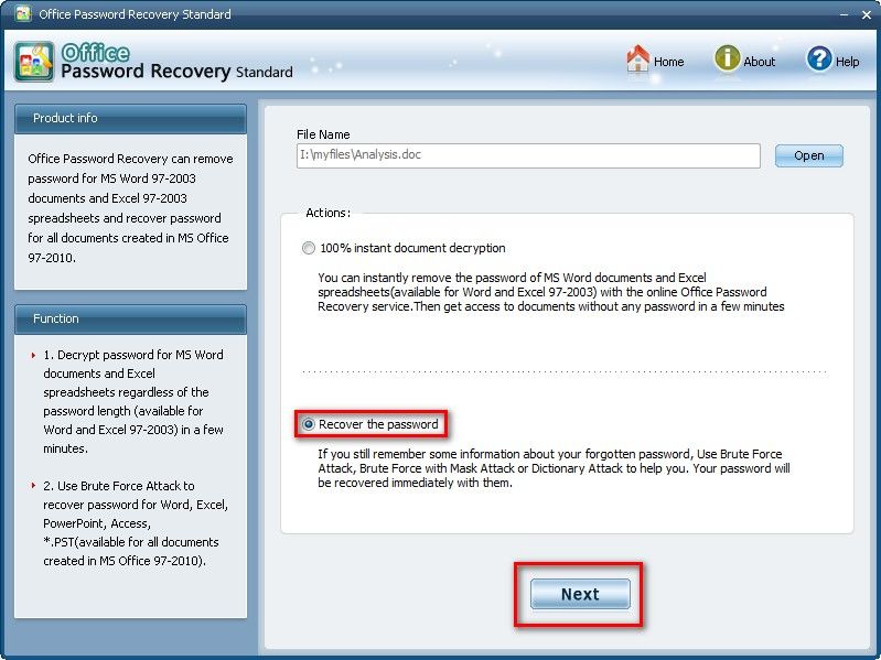 MS Office 2003 password remover