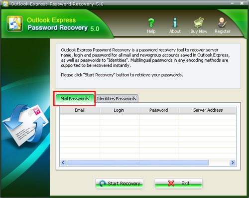 recover outlook express lost password