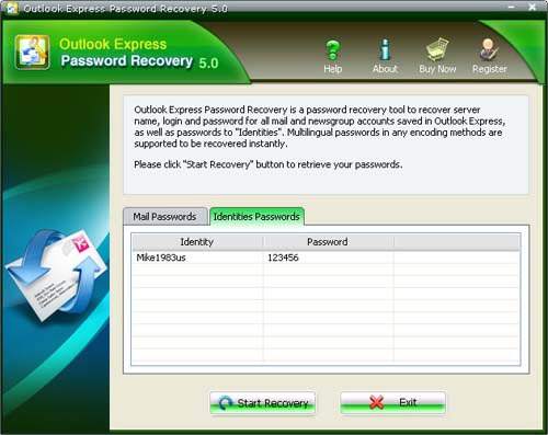 Show outlook express users and passwords