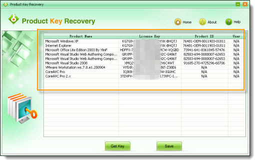 Retrieve Microsoft Excel 2003 key code