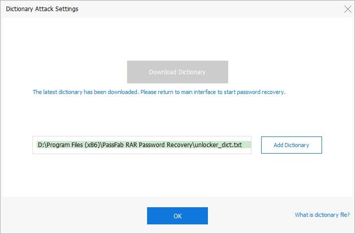 Dictionary Attack settings