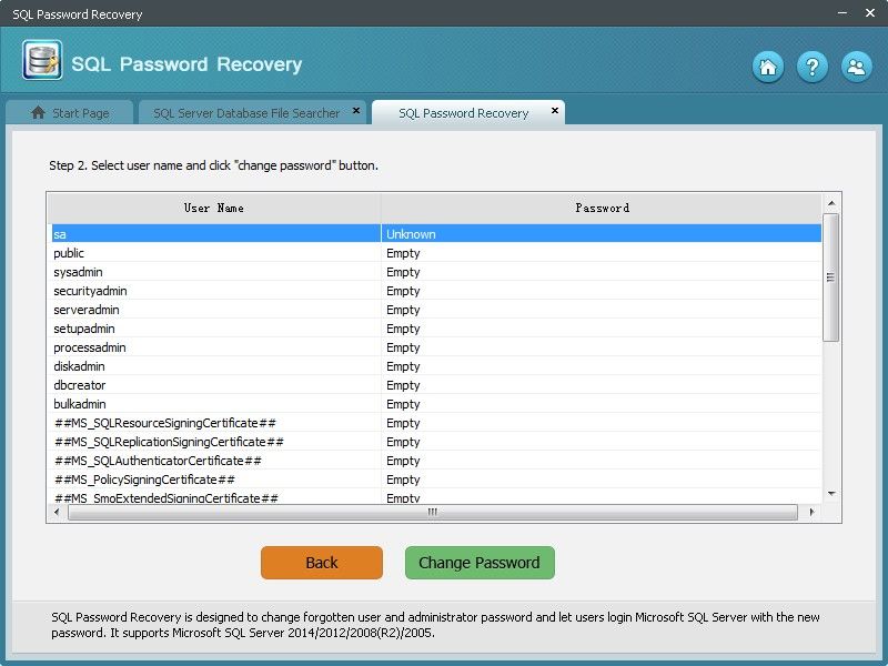 sql server sa password recovery