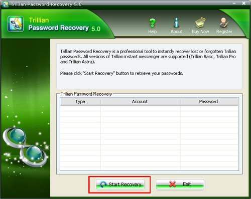 Recover Trillian Password