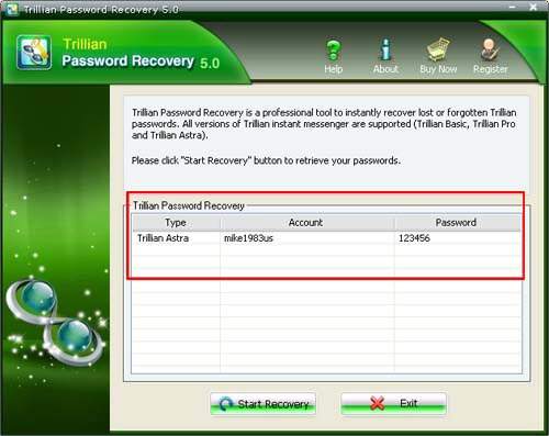 Trillian Password Showed