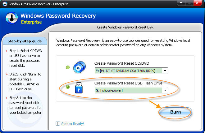 windows 8 password reset usb