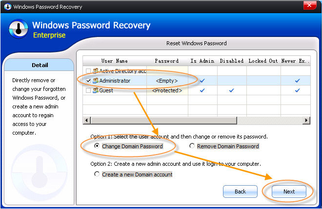 change domain admin password in Windows Server 2008 R2